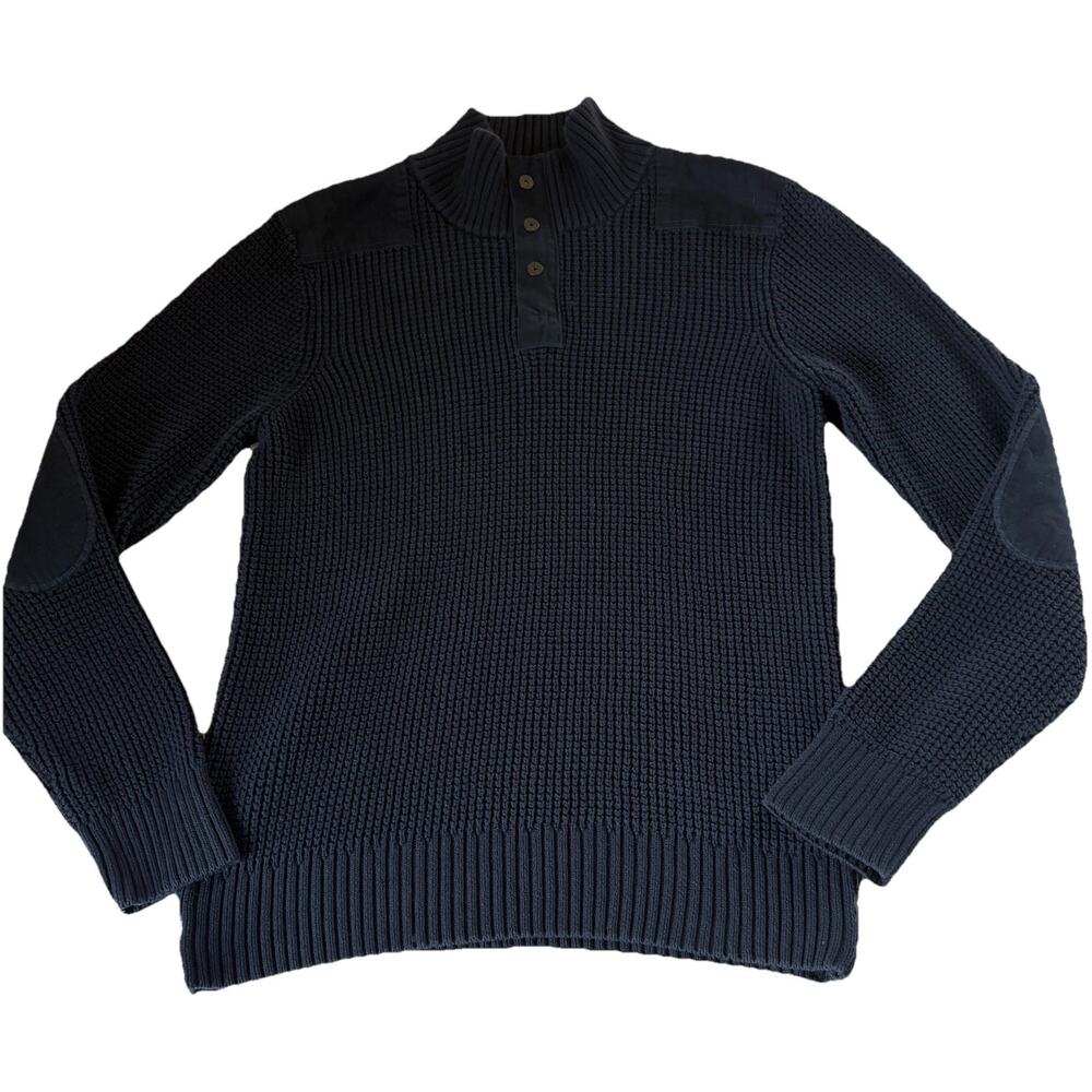 Buffalo David Bitton Sweater Size XL Navy Commando Heavyweight 1/4 Zip Waffle
